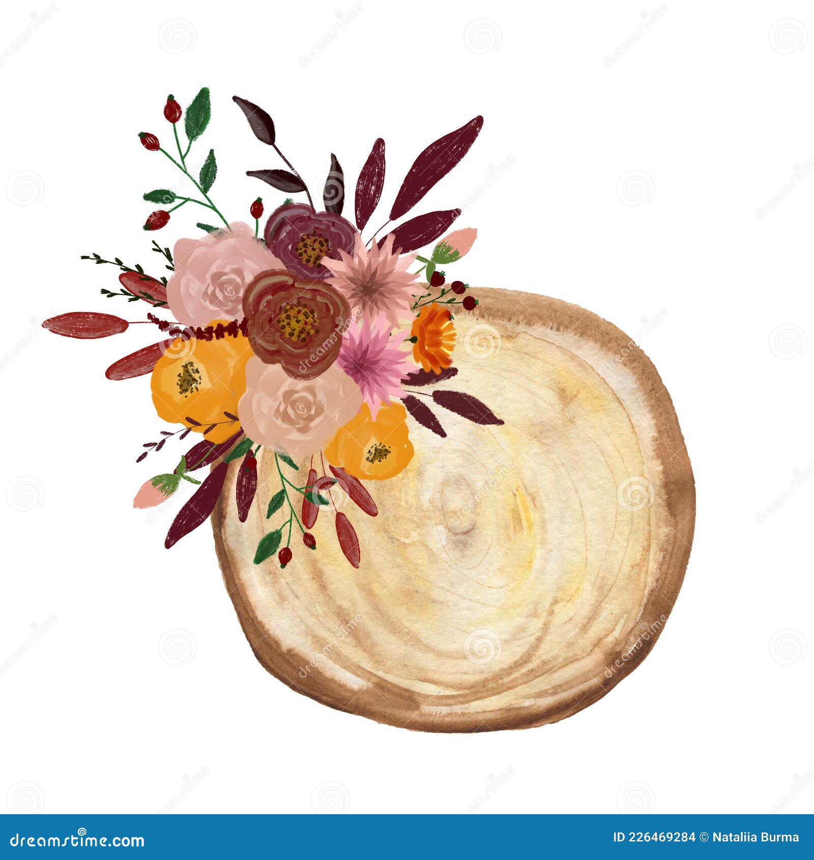 Autumn Flower Bouquet on the Board. Composition for Decoration. Flowers ...