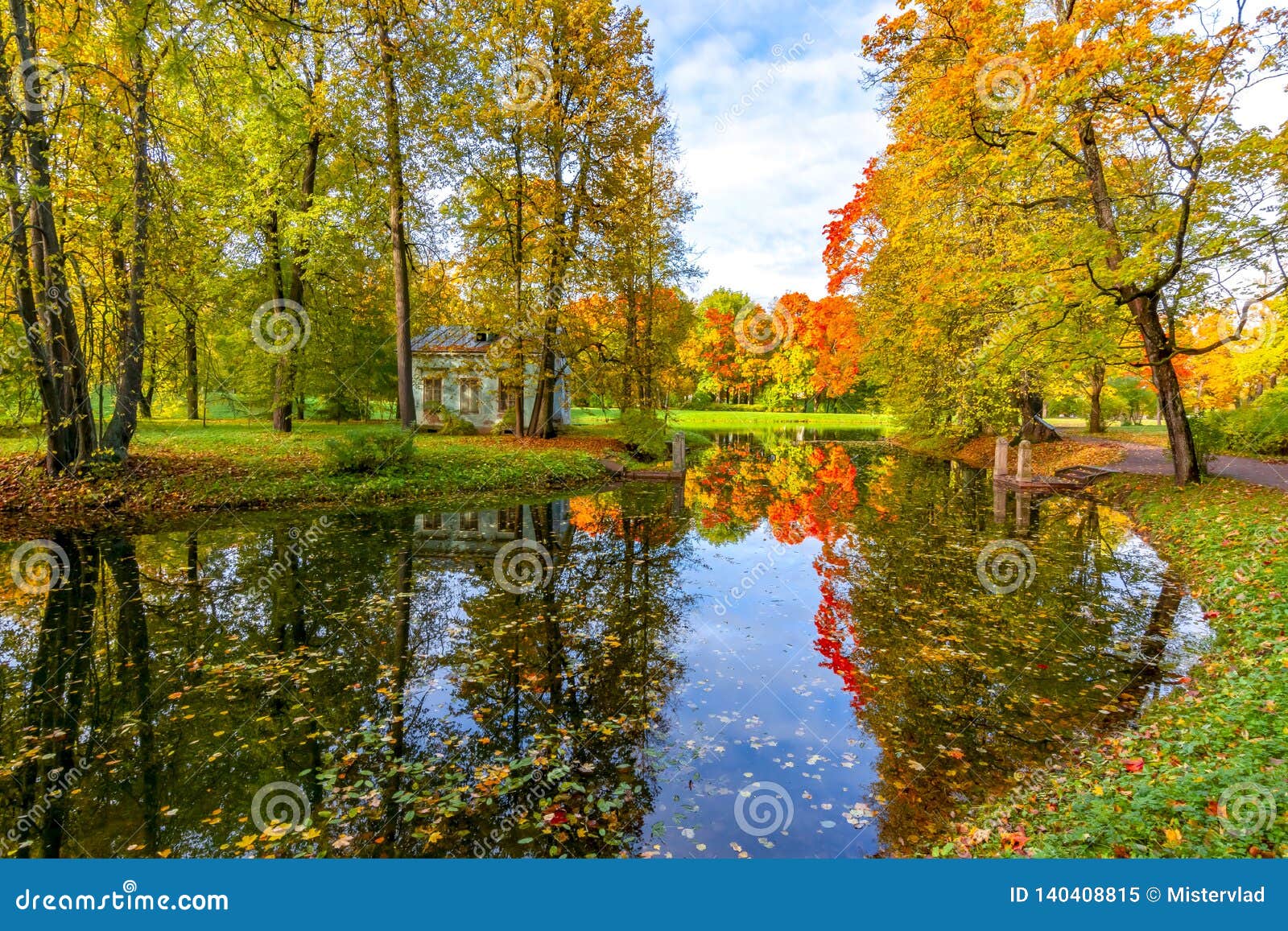 Autumn Foliage in Alexander Park, Tsarskoe Selo Pushkin, St. Petersburg ...