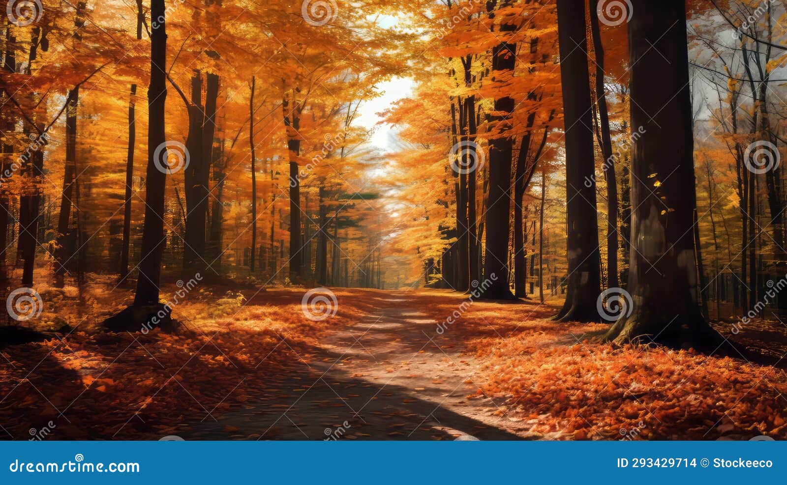 autumn forest path: a tranquil journey through maple trees