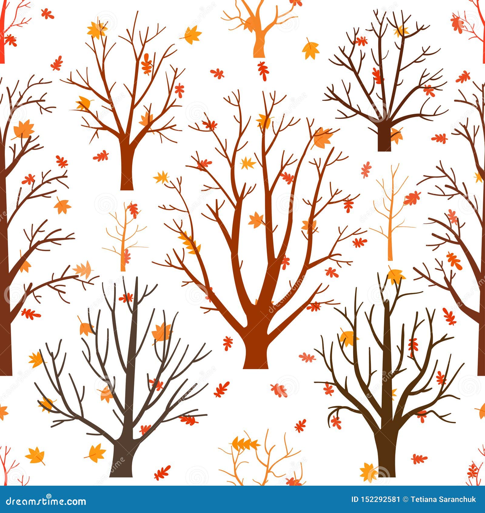 Download Autumn Forest Trees Pattern. A Woodland Background Stock ...