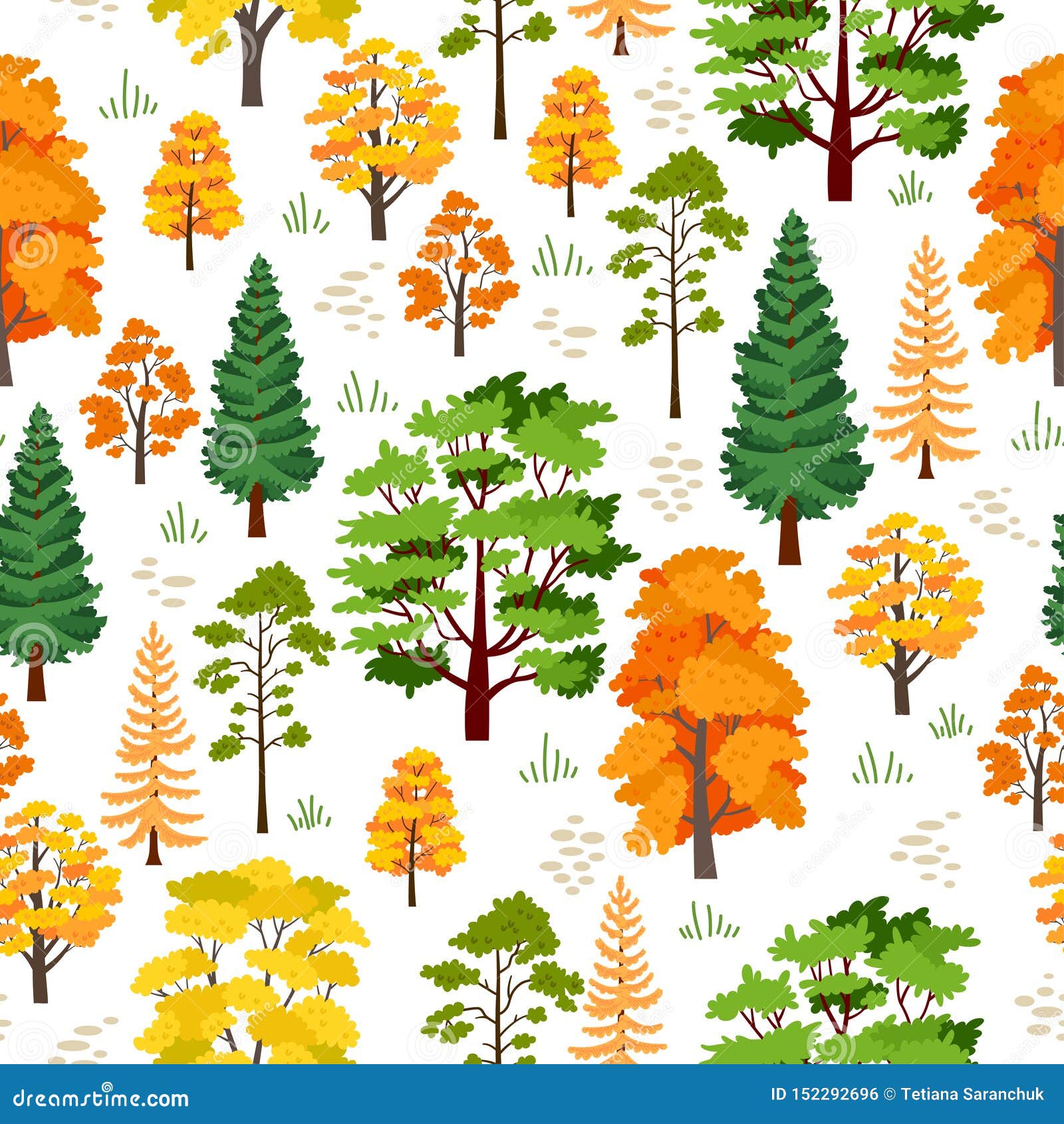 Download Autumn Forest Trees Pattern. A Woodland Background Stock ...