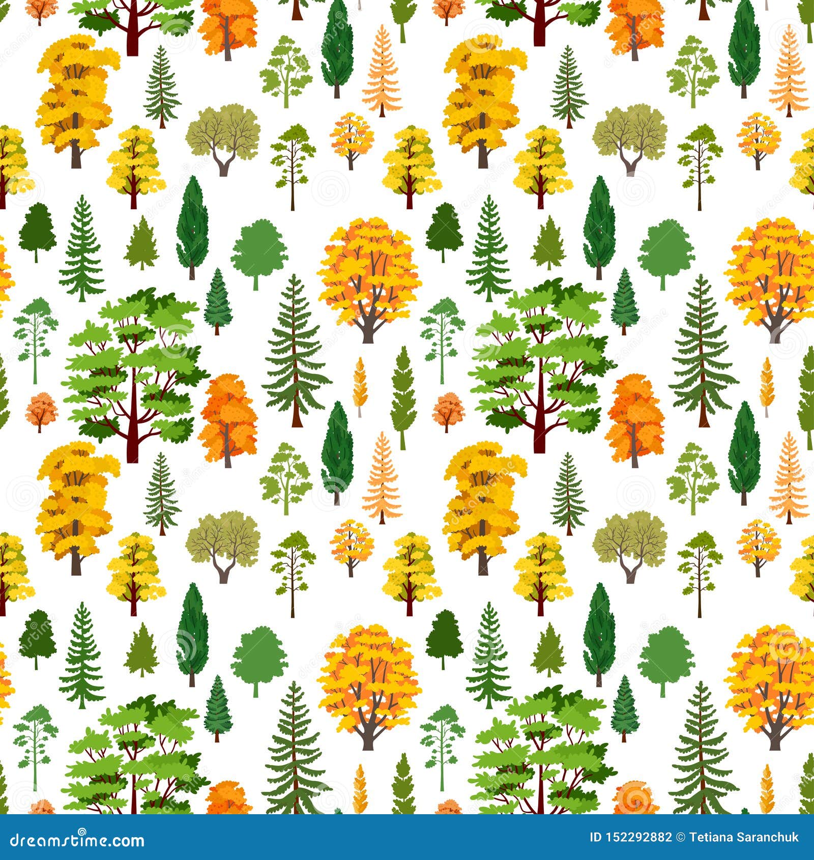 Download Autumn Forest Trees Pattern. A Woodland Background Stock ...