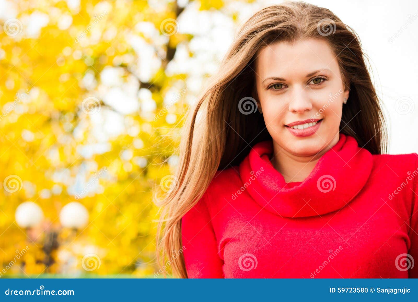 Autumn Girl Portrait. Enjoying in a Sunny Day Stock Photo - Image of ...
