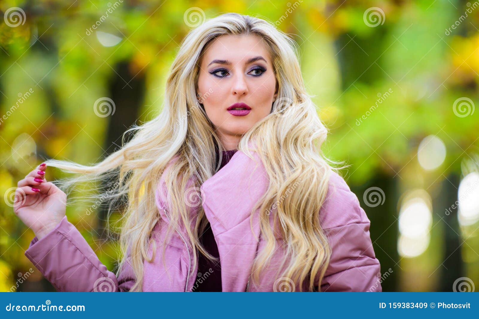 Autumn Hair Care Concept. Autumn Hair Care is Important so As To Avoid Dry  Frizzy Hair. Cold Blonde Concept Stock Image - Image of concept, curly:  159383409