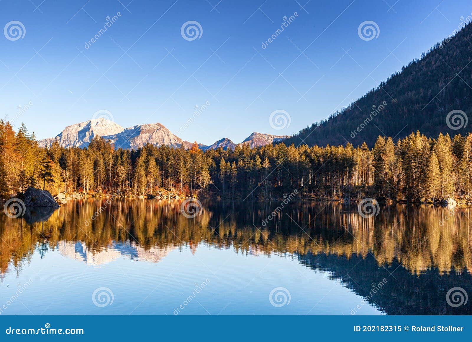 autumn at hintersee in the berchtesgadener land national park