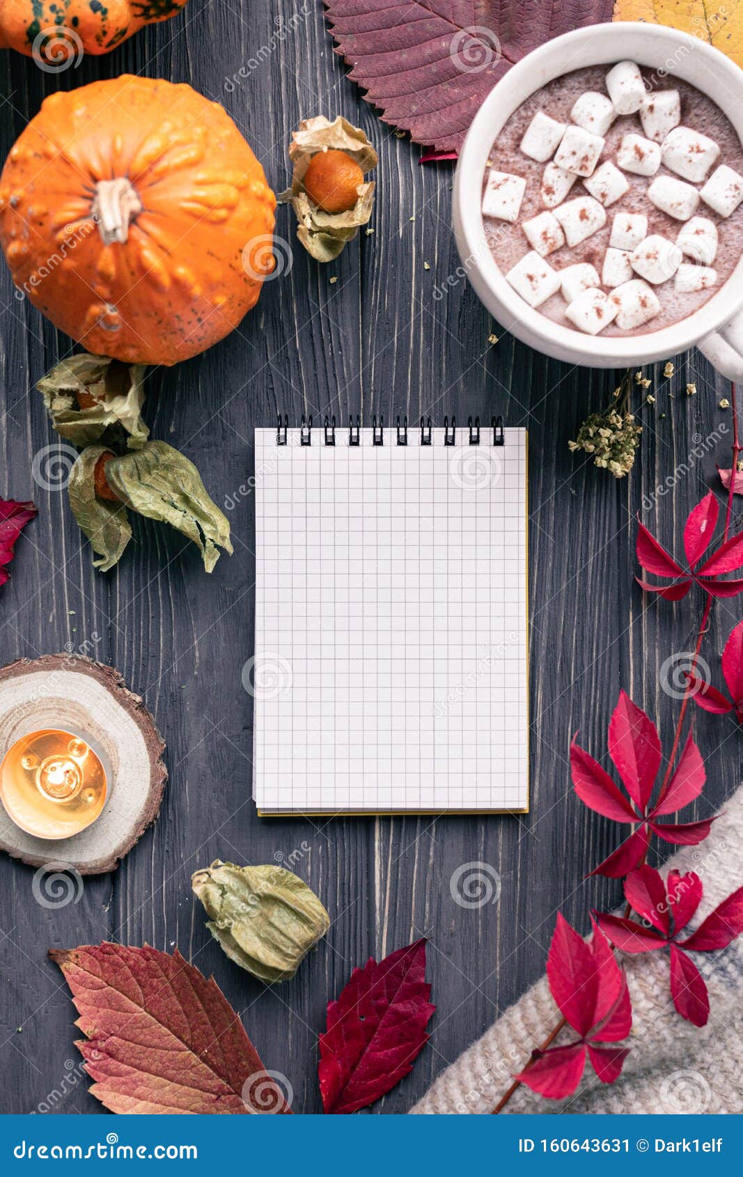 Download Autumn Holiday Background With Notebook Mock Up On Autumn Background Stock Image - Image of ...