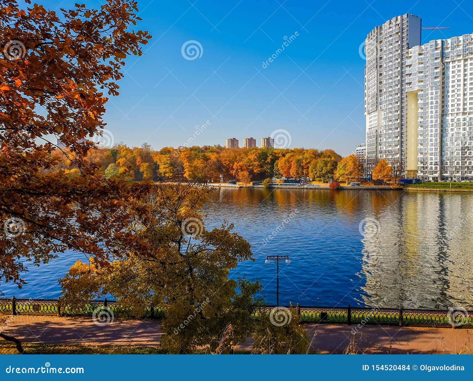 autumn landscape with river in khimki, russia