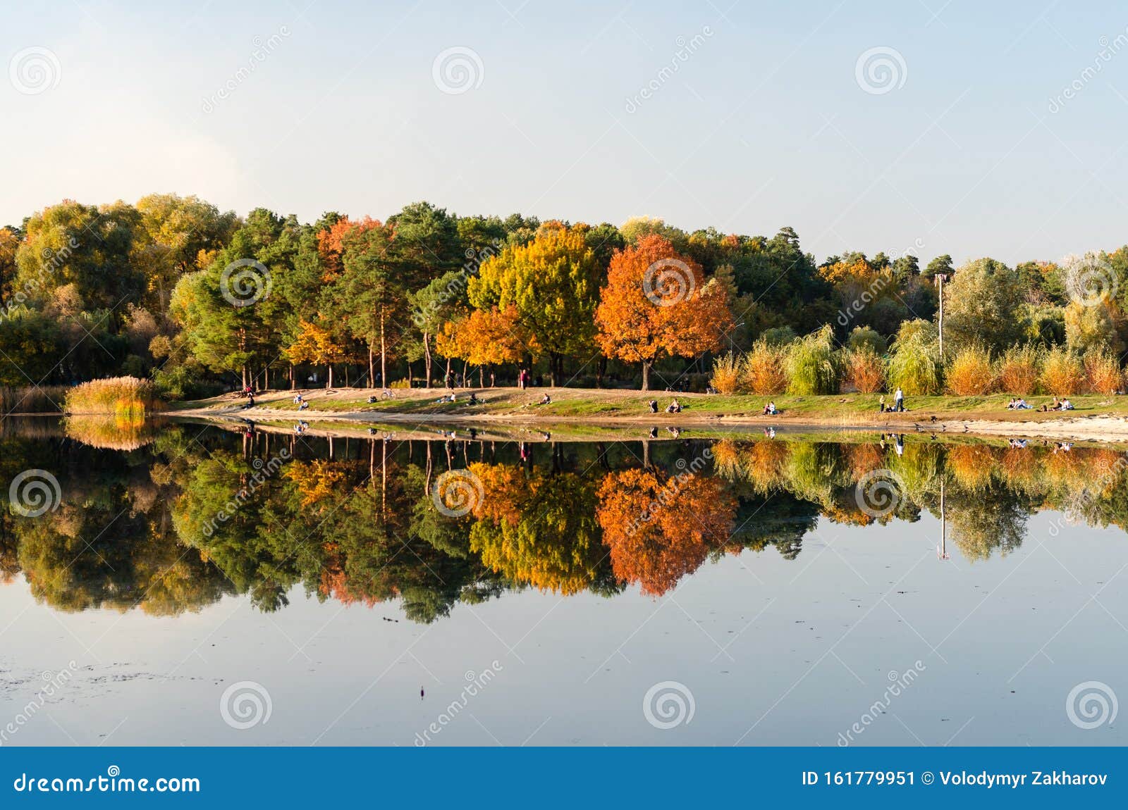 Kollisionskursus Forfølge Donation Autumn Landscape. Trees are Reflected in the Water. Lake with Calm Water in  the Foreground. Idyllic Picturesque Nature Stock Image - Image of  environment, sunlight: 161779951