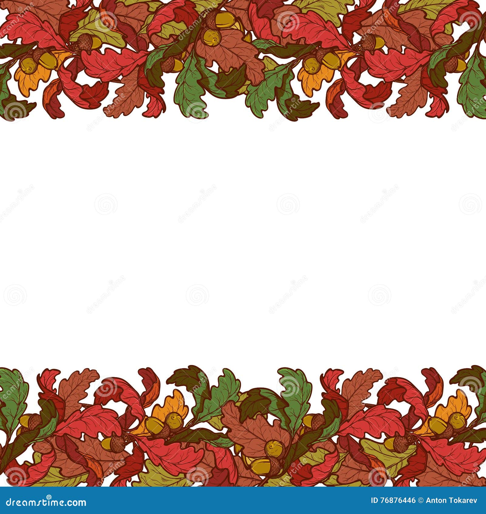 Autumn Leaves Border Helder Gekleurd Vector Illustratie - Illustration ...