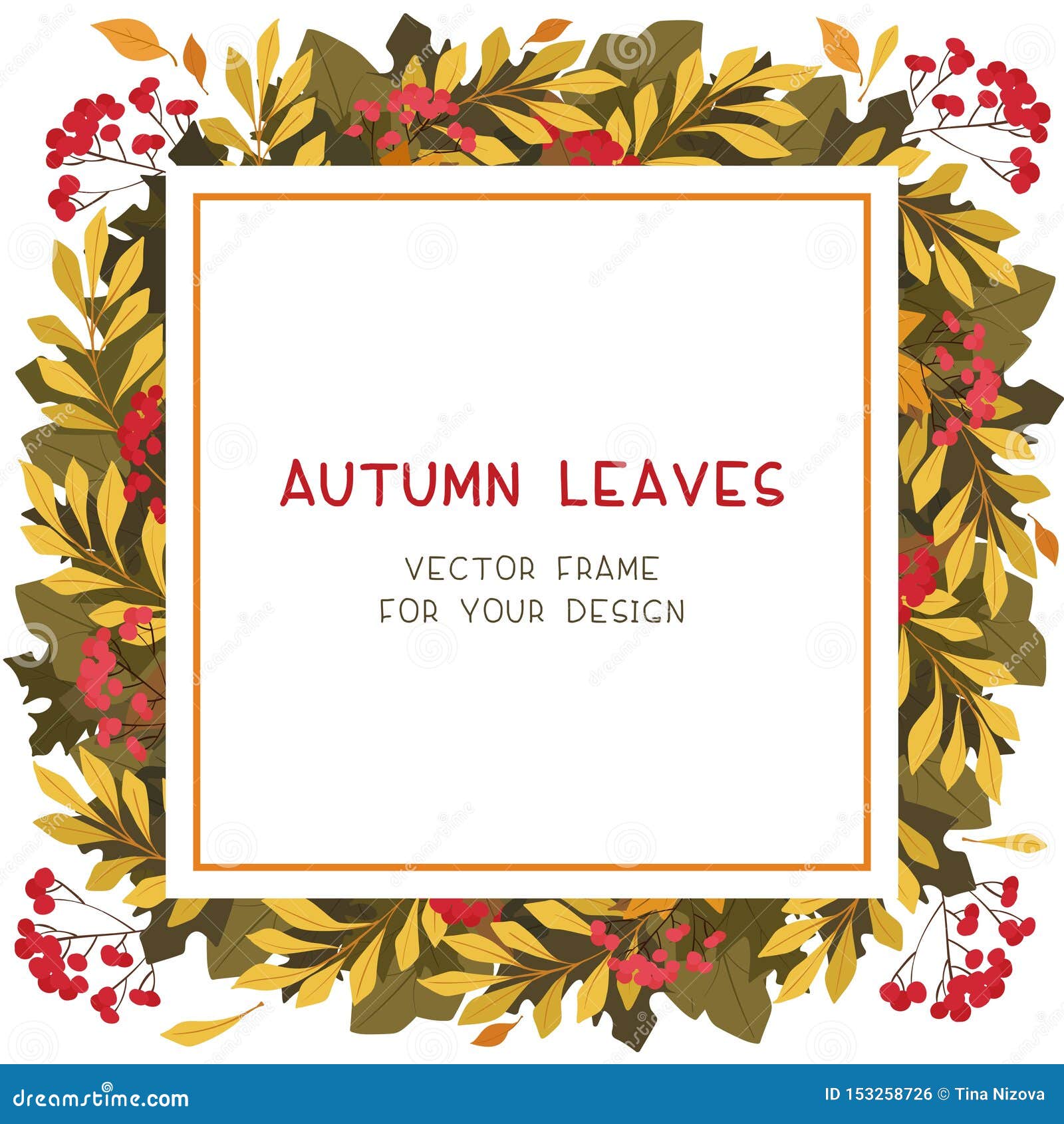 Autumn Leaves Flat Vector Decorative Square Frame Stock ...