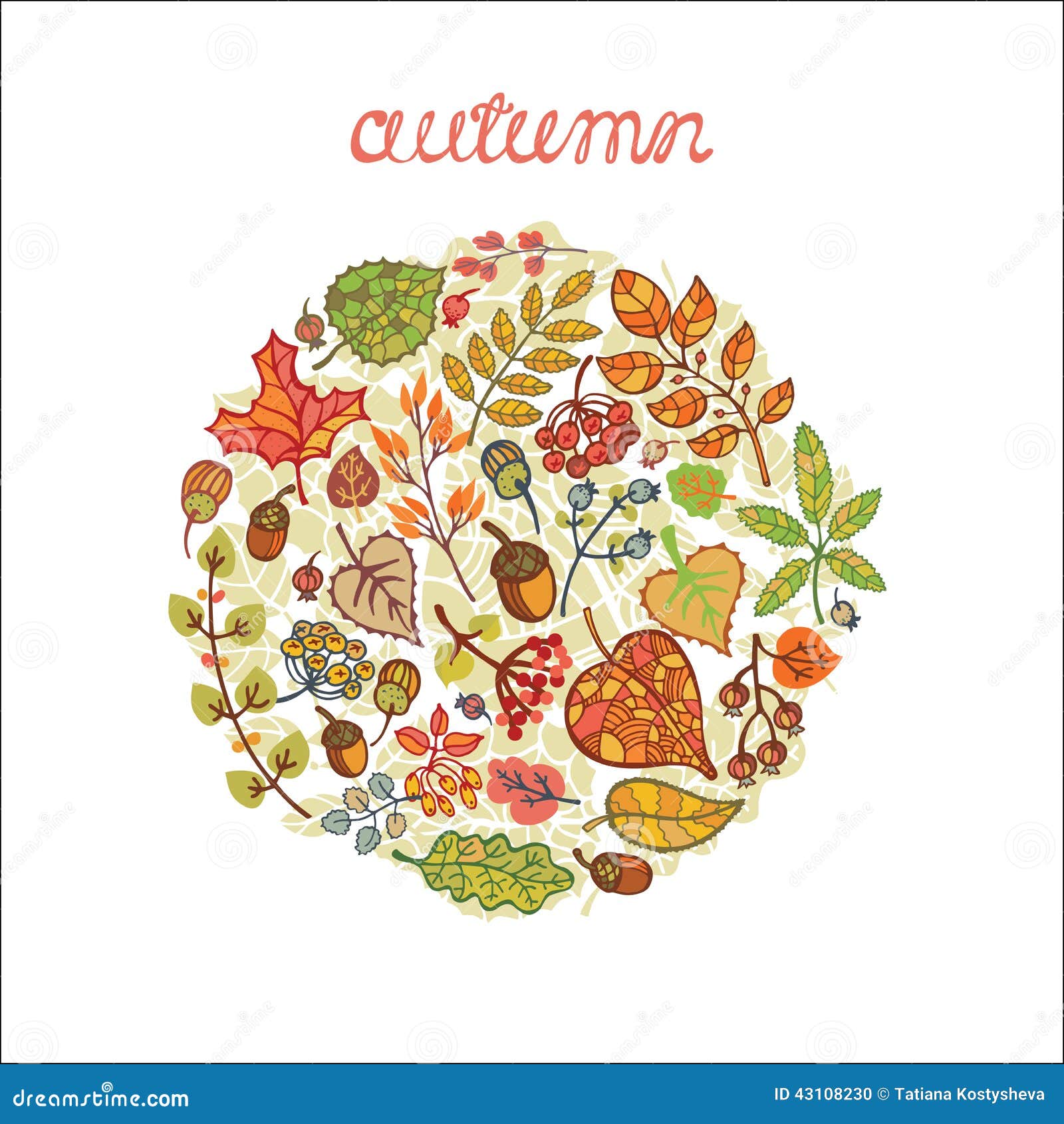 autumn leaves in the round composition