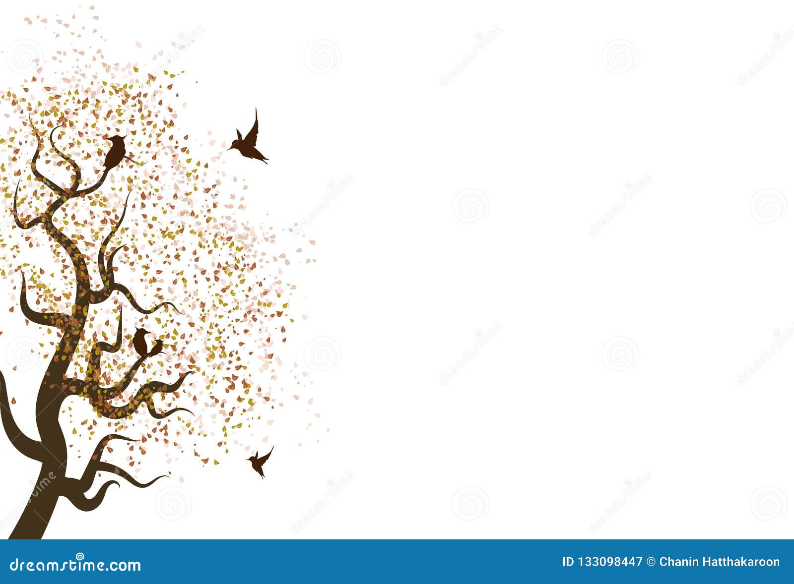 Autumn Leaves Scatter Fall in Nature with Animal Wildlife Concept on White Abstract Background Textured Stock Illustration cover, blowing: 133098447
