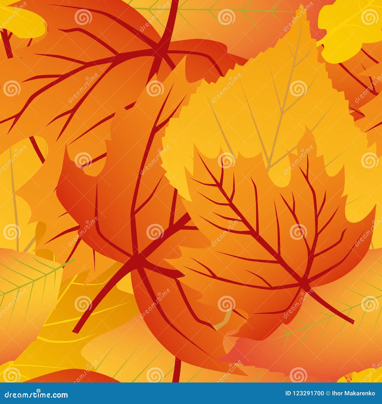 autumn leaves seamless pattern. trendy bright print
