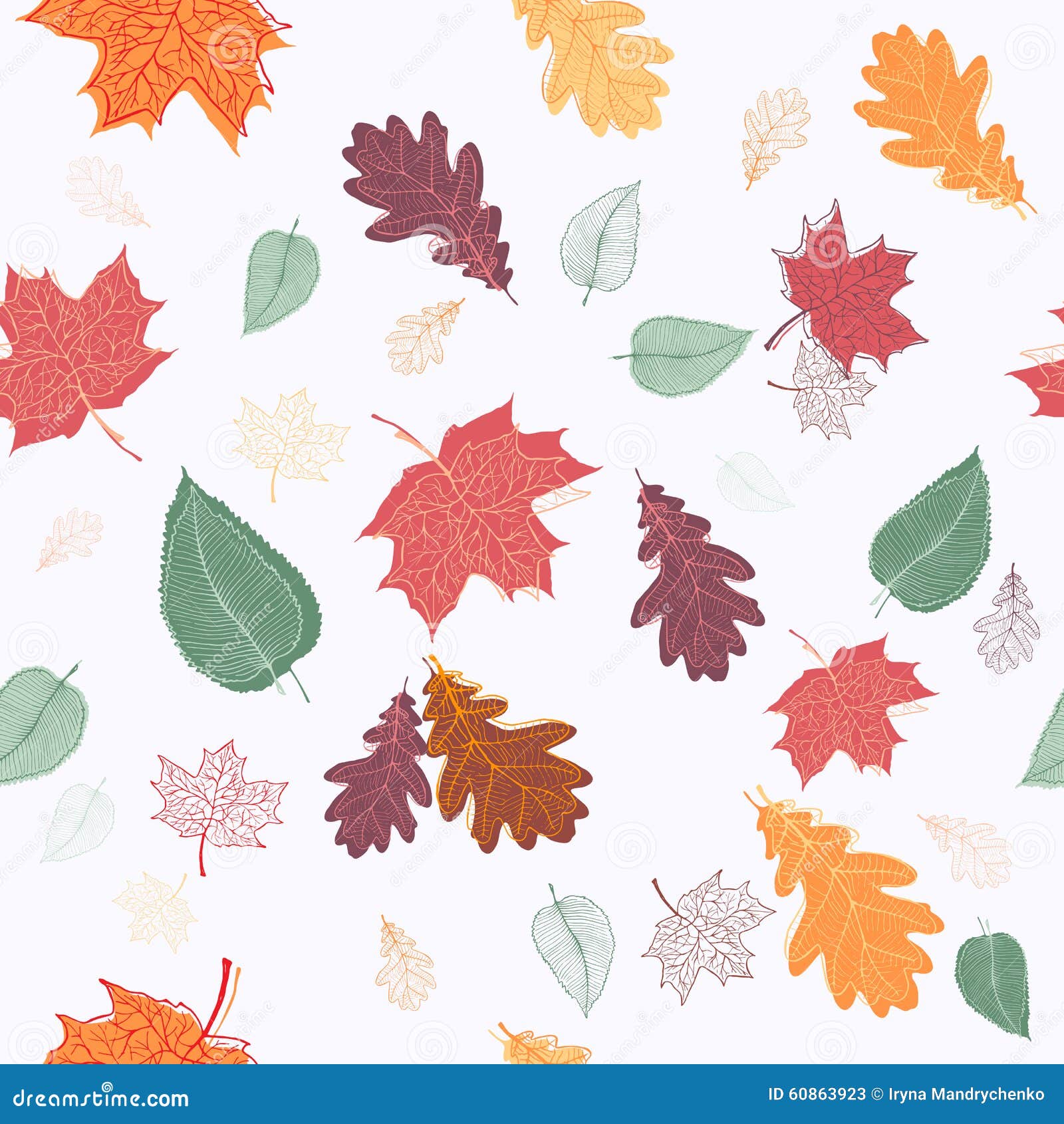 Autumn Leaves Seamless Pattern Stock Vector - Illustration of gold ...