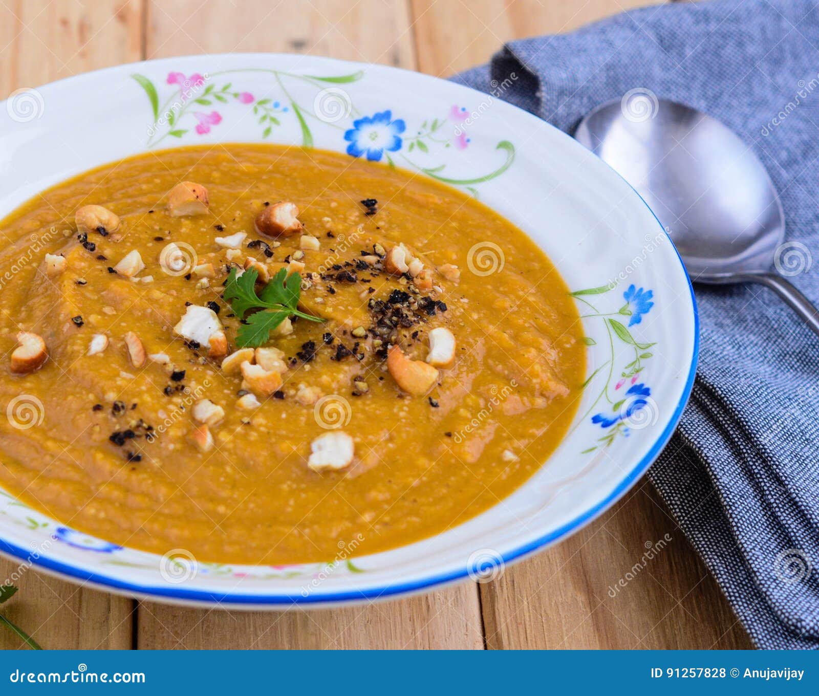 Sweet potato soup stock photo. Image of parsley, meal - 91257828