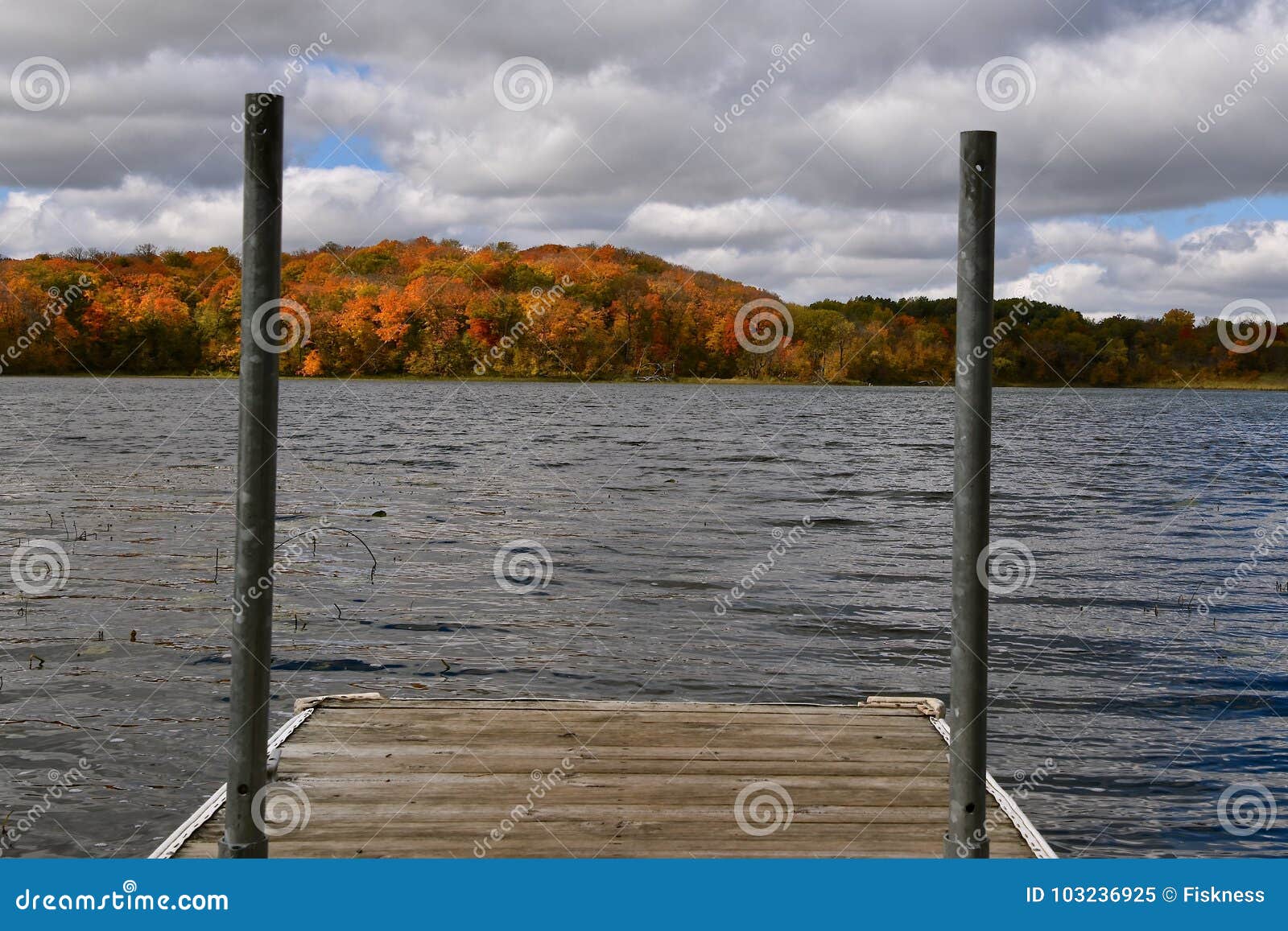 autumn leaves view from cross the lake