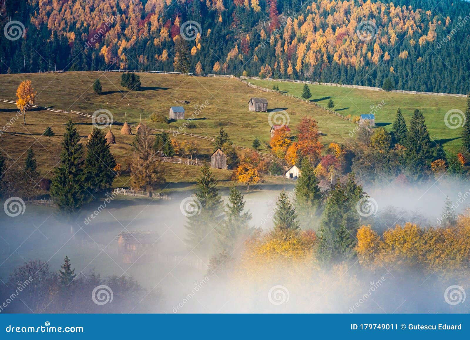 Autumn Morning in the Mountain of Transylvania, Nature Travel the Country Side of Romania Stock Image - Image of mountain, cycle: 179749011