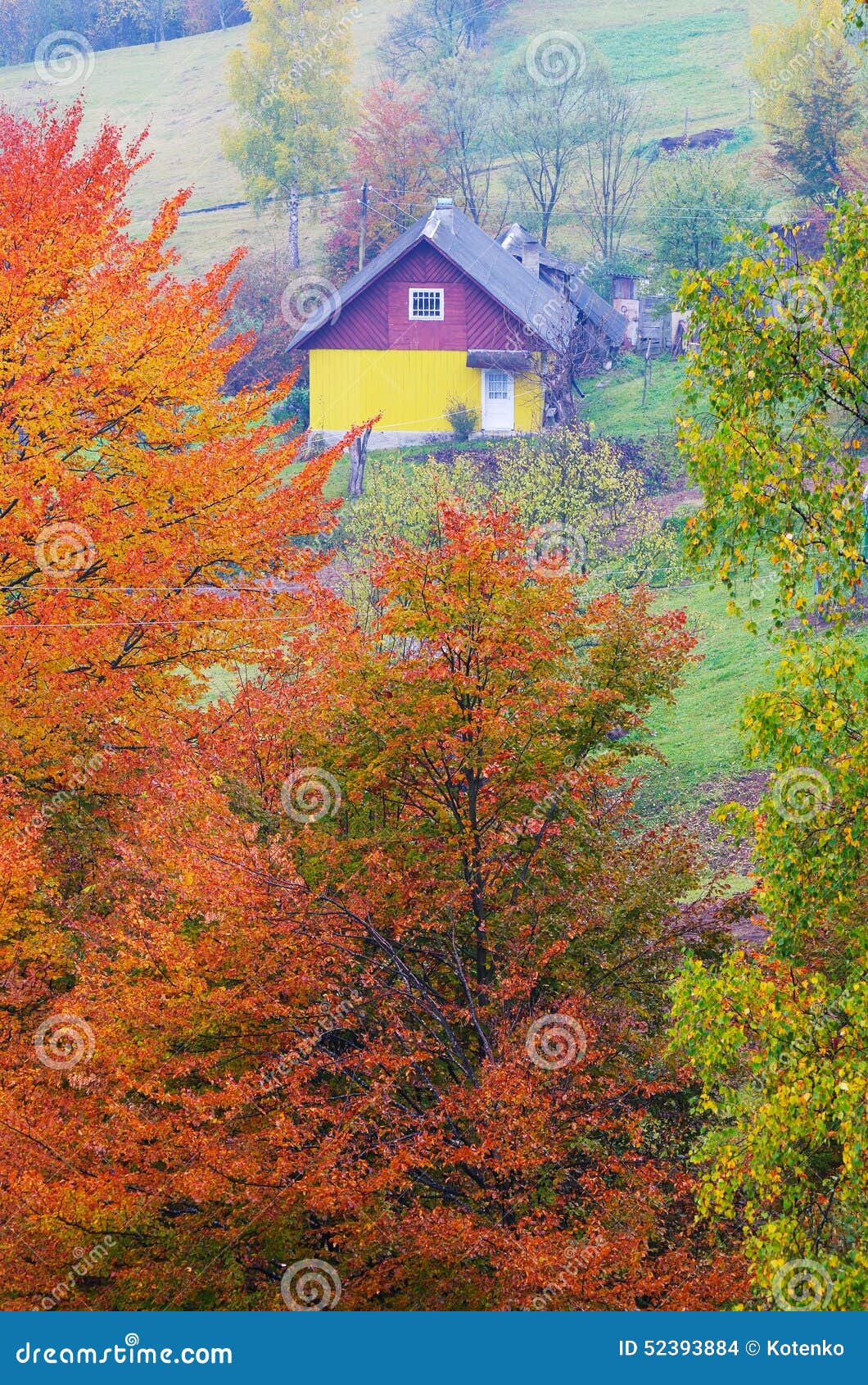 Autumn in the Mountain Village Stock Photo - Image of climate, mountain ...