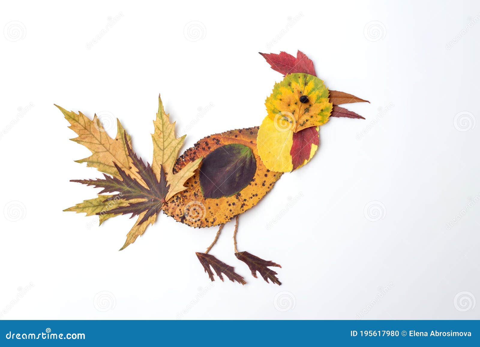 Autumn Nature Craft for Kids, Bird Made of Dry Leaf Stock Photo - Image of  abstract, handmade: 195617980