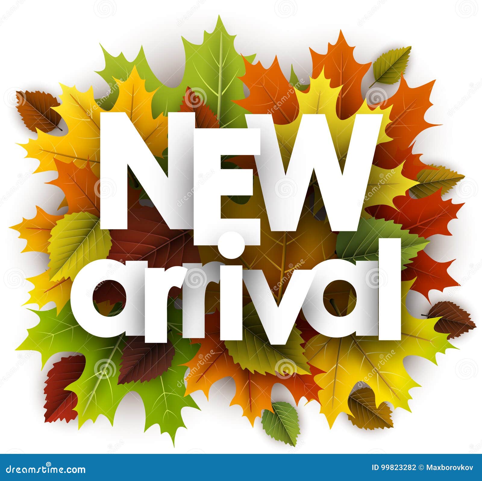 autumn new arrival poster with leaves.