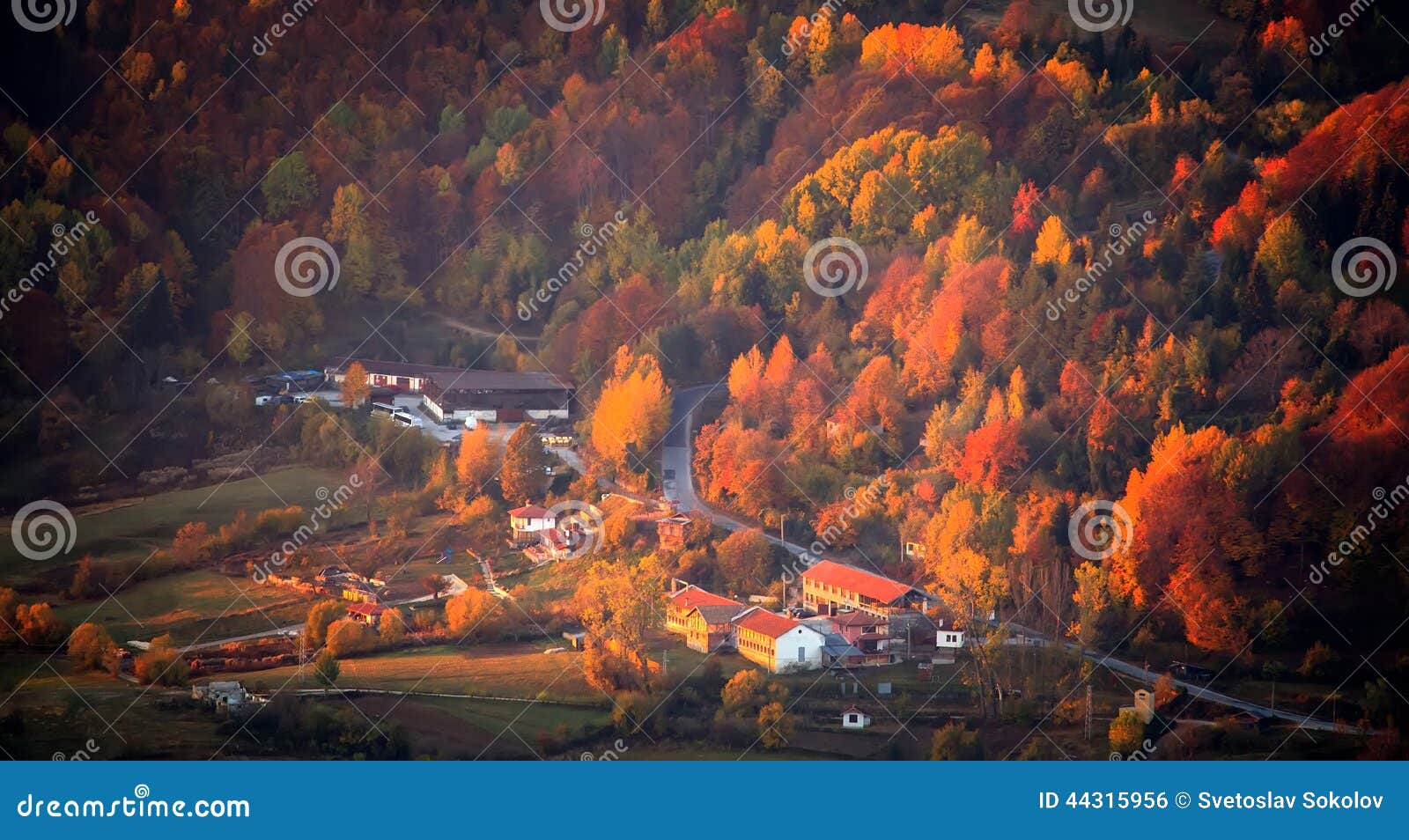 Autumn over small town stock photo. Image of community - 44315956