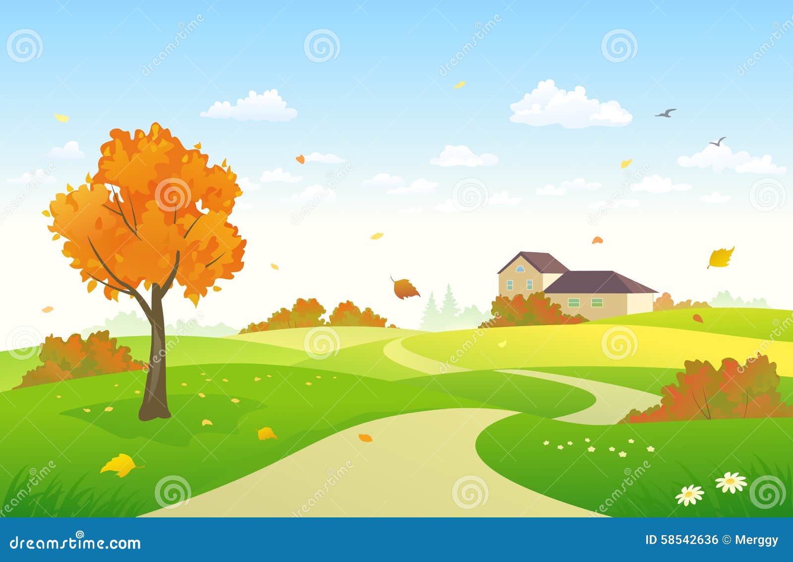 Autumn pathway stock vector. Illustration of color, fall - 58542636