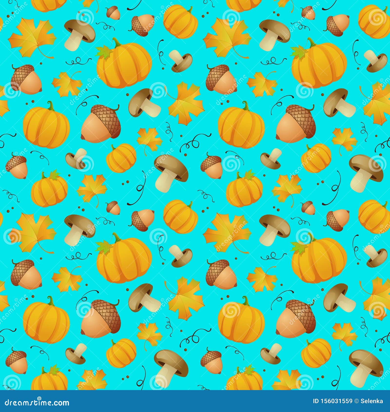 Autumn Pattern with Leaves, Acorns and Pumpkins Stock Vector ...