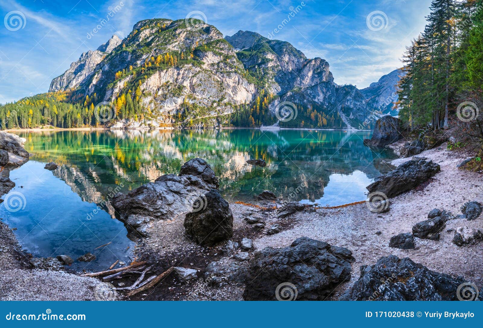 Autumn Peaceful Alpine Lake Braies or Wildsee. Fanes-Sennes-Prags National Park, South Dolomites Italy, Stock Photo Image of destination, hiking: 171020438