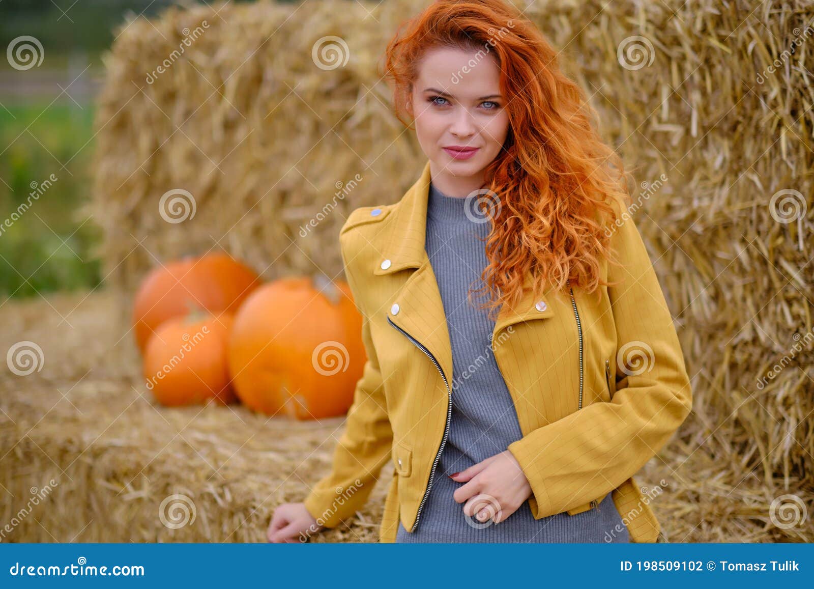 Autumn Portrait of a Beautiful Woman with Pumpkins Stock Photo - Image ...