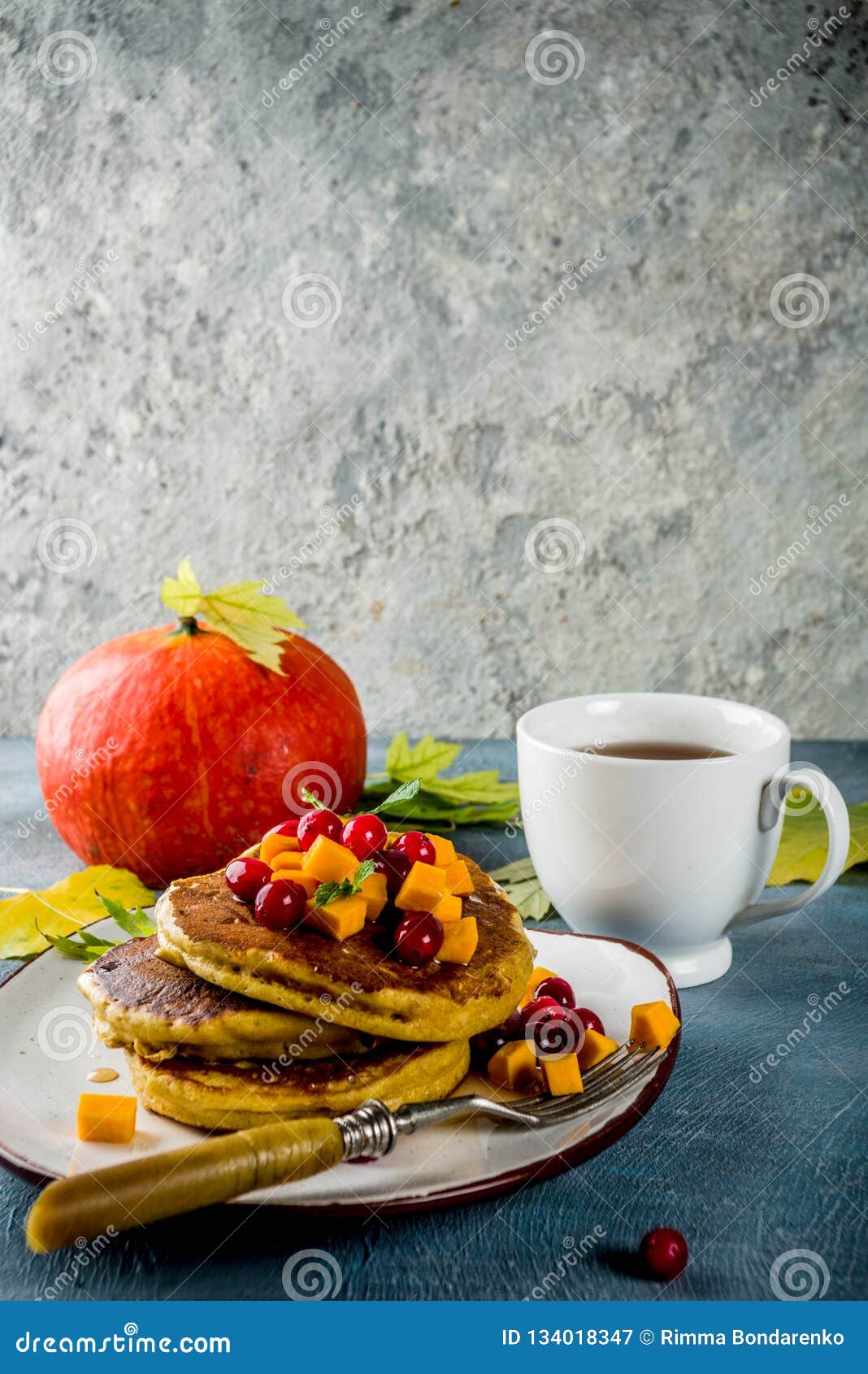 Autumn pumpkin pancakes stock image. Image of lunch - 134018347