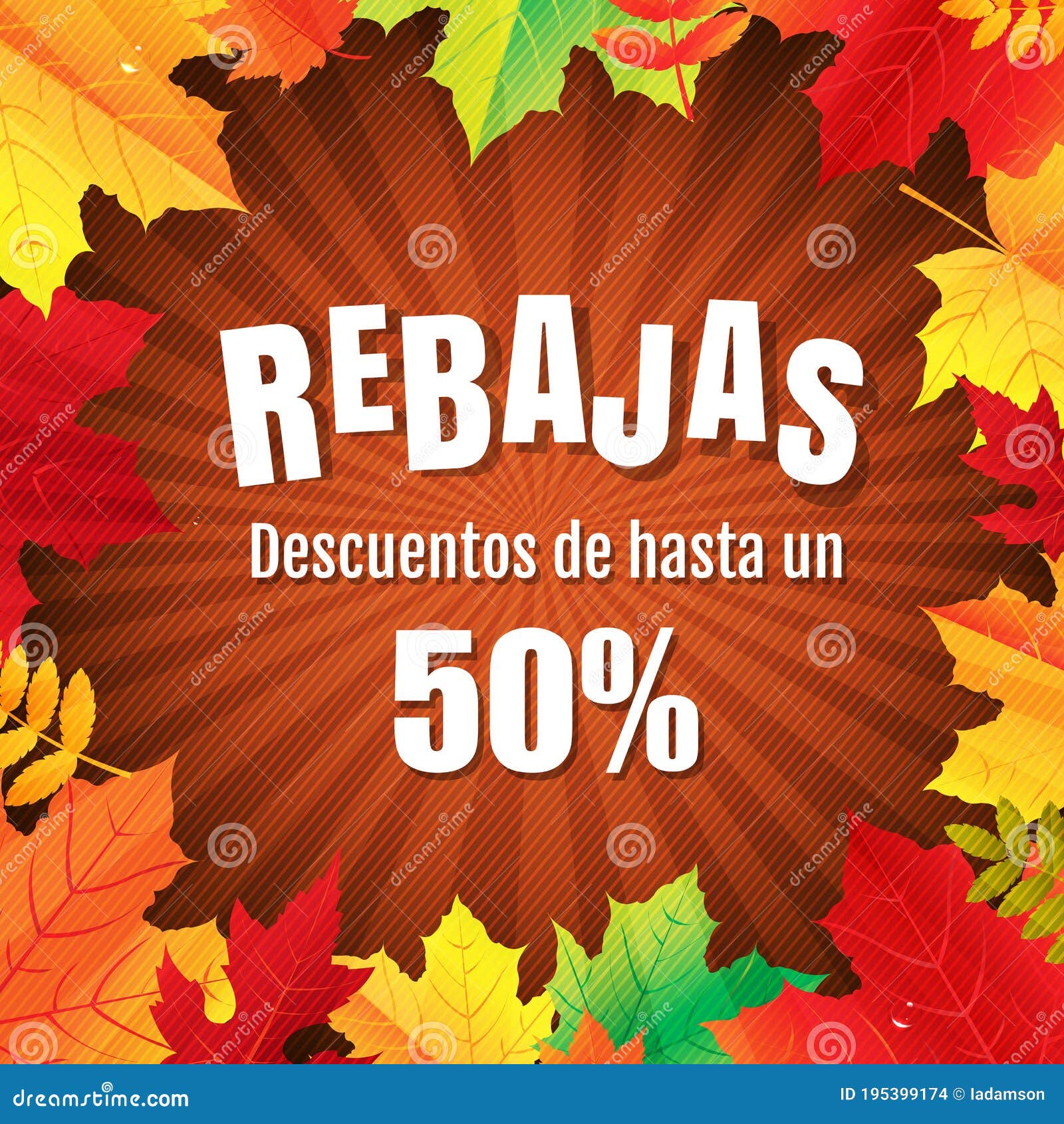 autumn rebajas poster with leaves