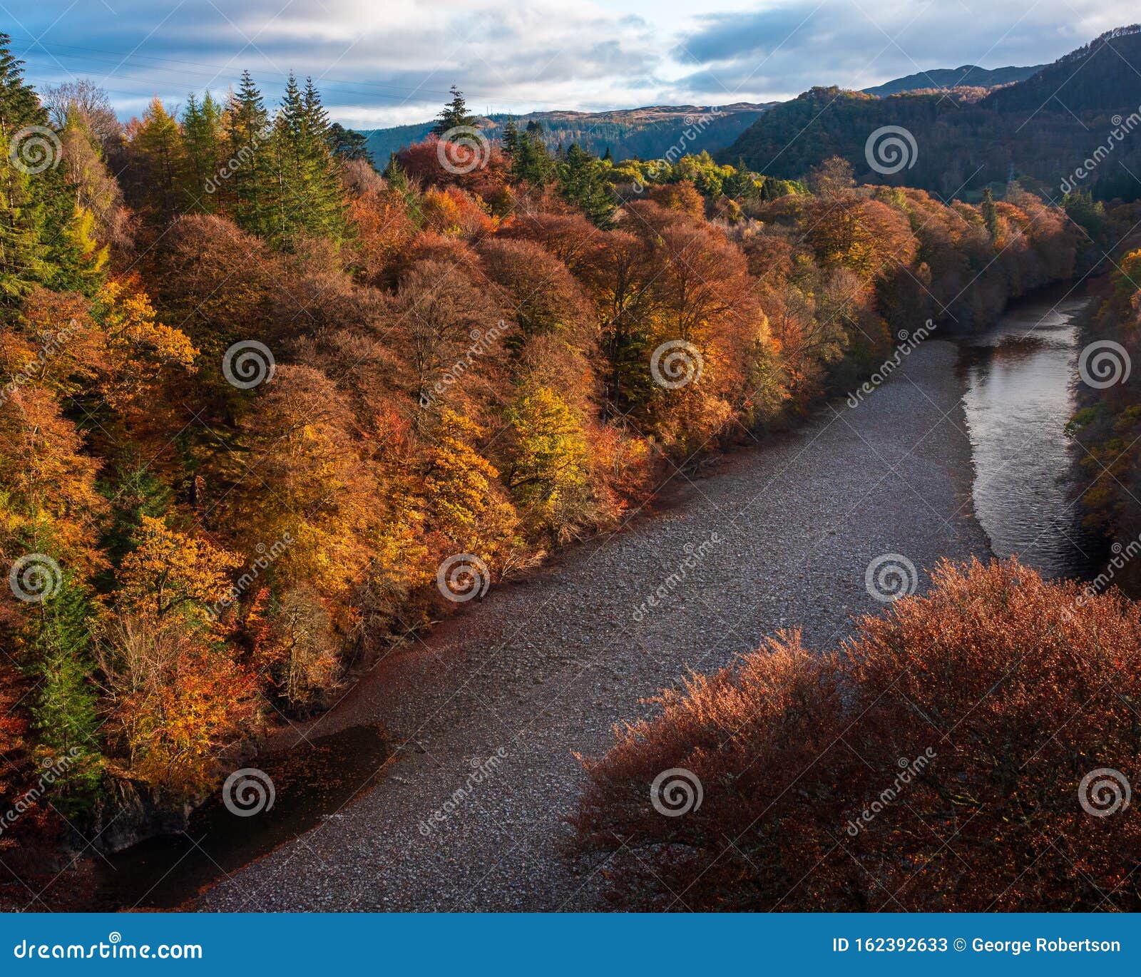autumn on the river garry near pitlochry, scotland
