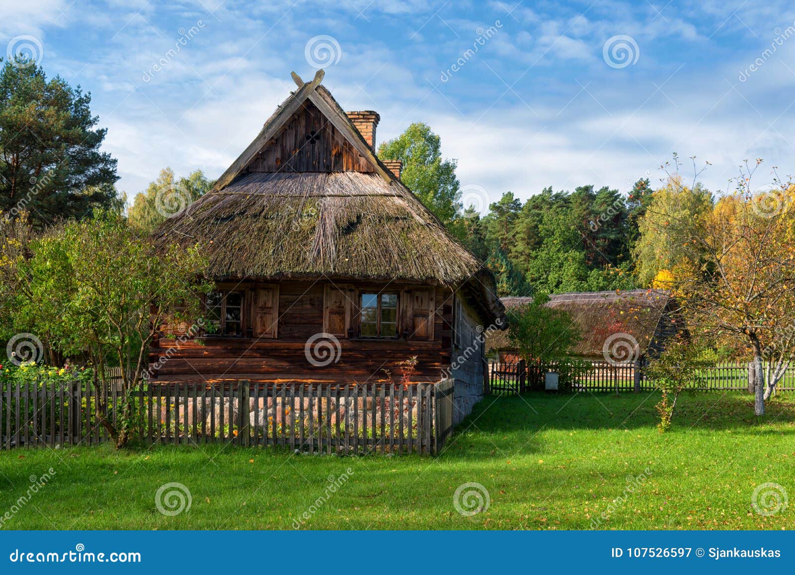 rural farmstead ancient wooden house rumsiskes lithuania