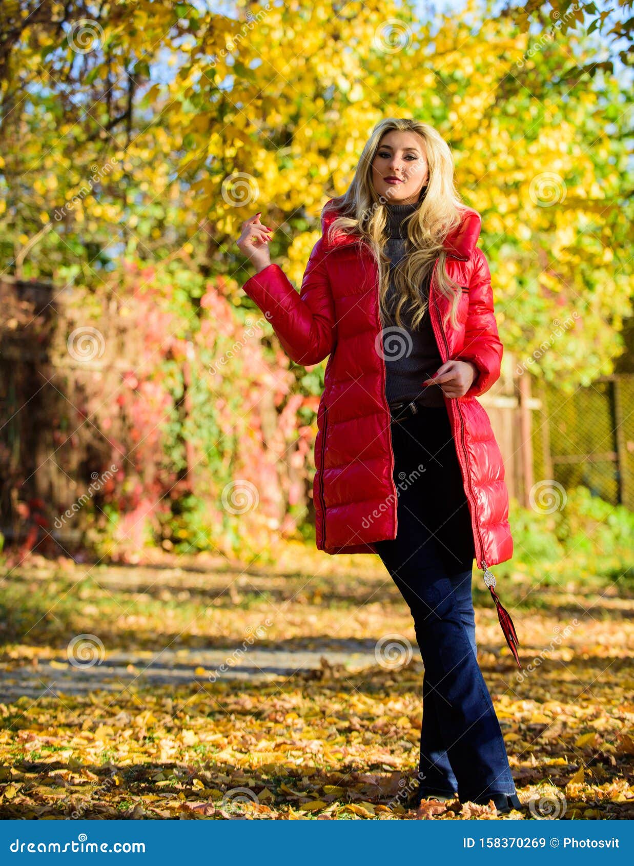 Autumn Season Fashion. Girl Enjoy Autumn Walk. Clothing for Autumn Walk ...