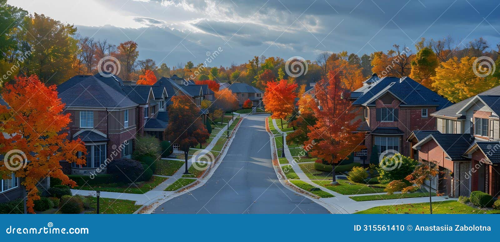 concept autumn colors, suburban streets, autumn suburbia tranquil streets amidst vibrant foliage