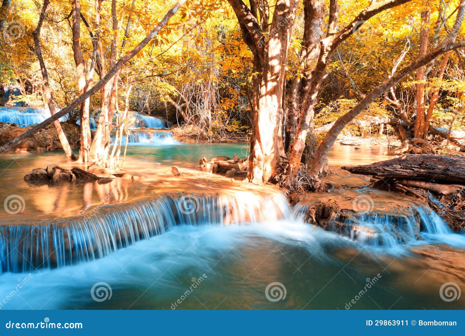 Autumn Theme Waterfall in Thailand Stock Image Image of huay, fall