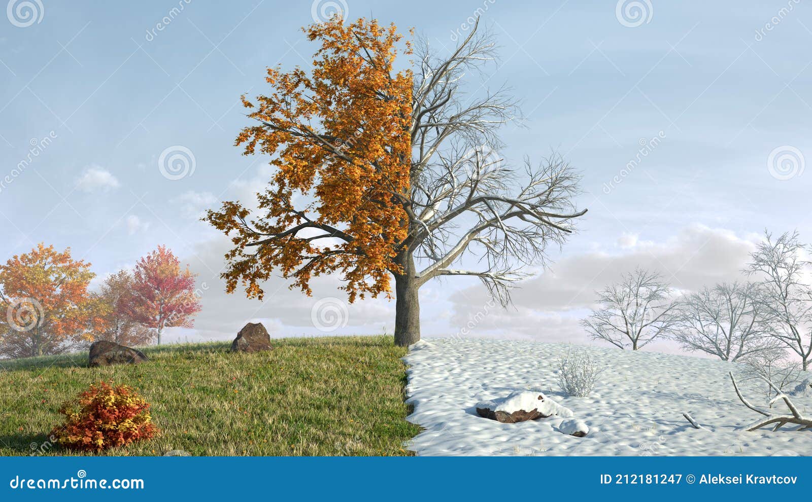 From autumn to winter stock illustration. Illustration of fall 212181247