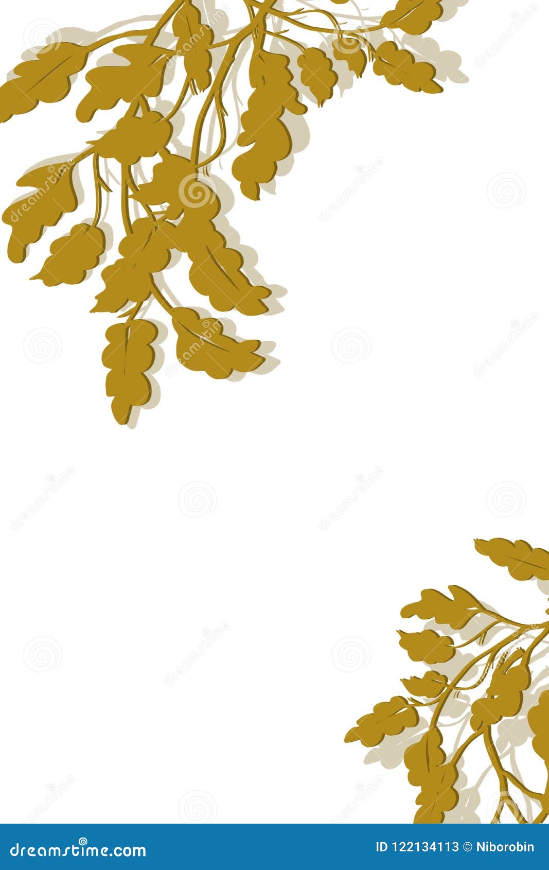 Autumn Tree Leaves In Corner Of Page For 3d Decorative