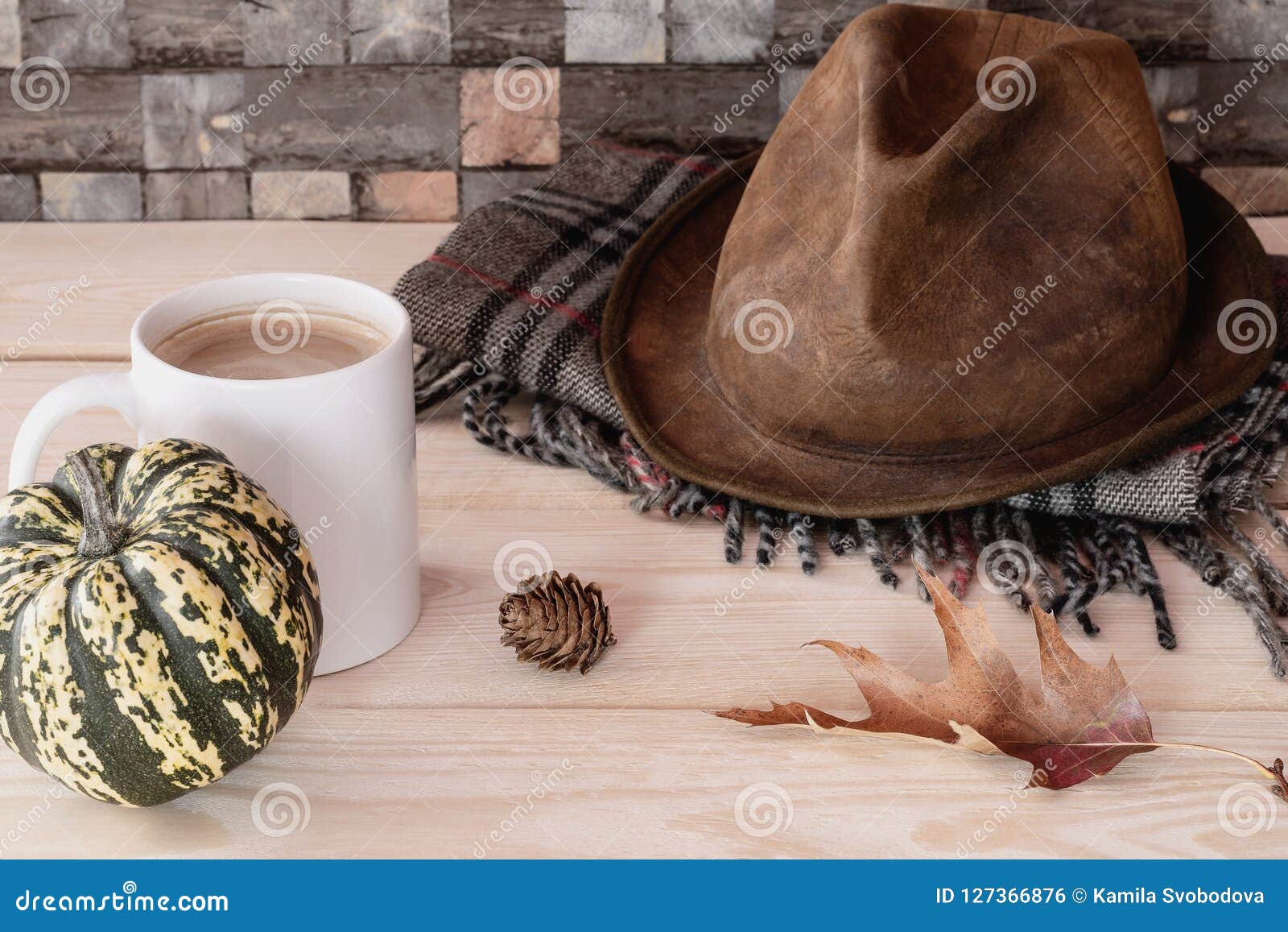 Autumn Weather. Hat with Scarf. Stock Photo - Image of rustic, season ...