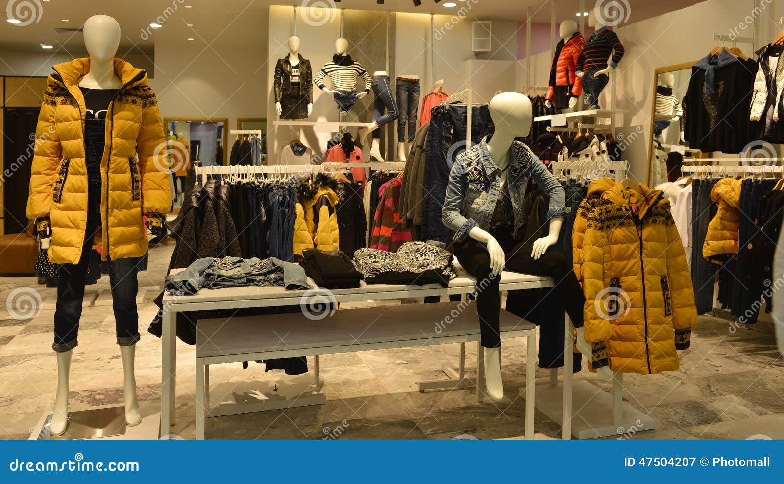 autumn winter fashion mannequins in fashion clothing shop