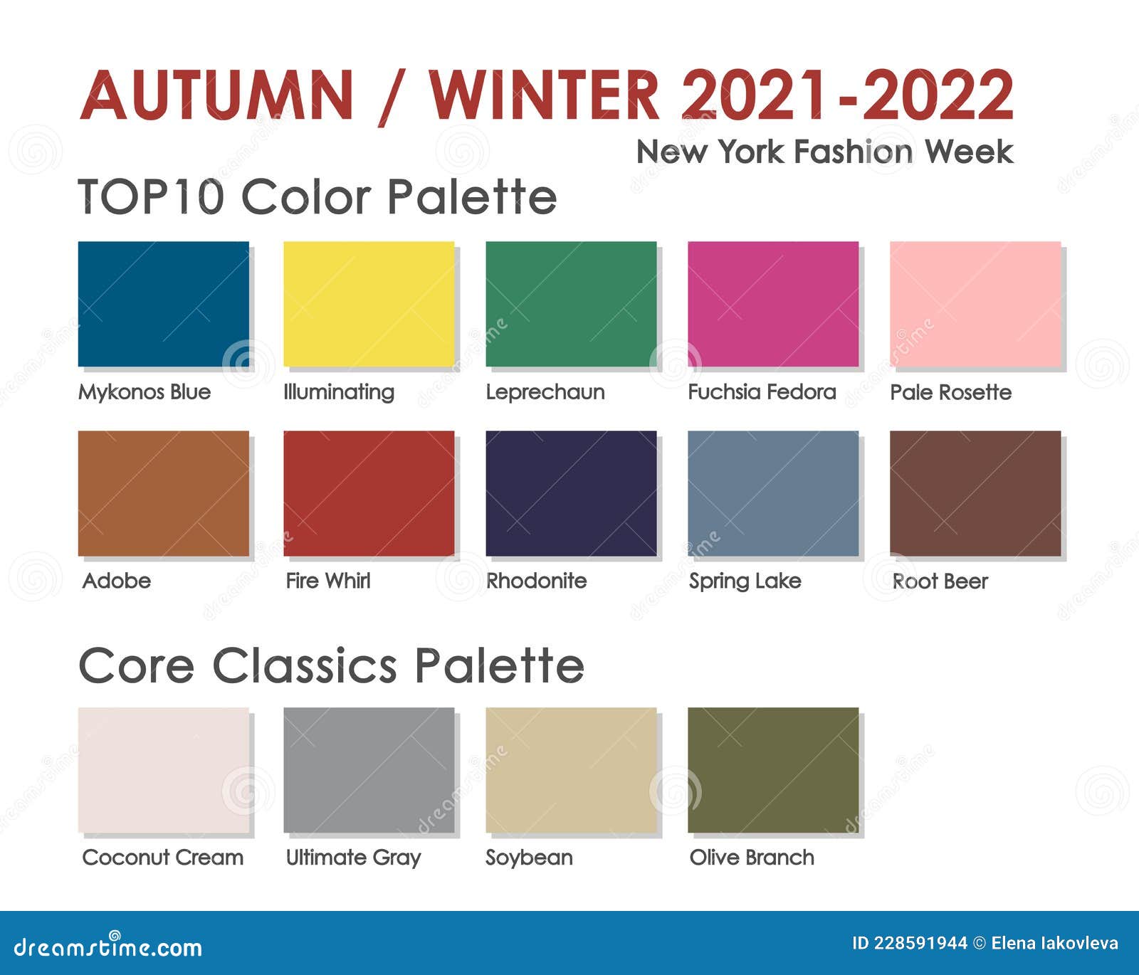 Autumn | Winter 2021 2022 Trendy Color Palette. Fashion Color Trend ...