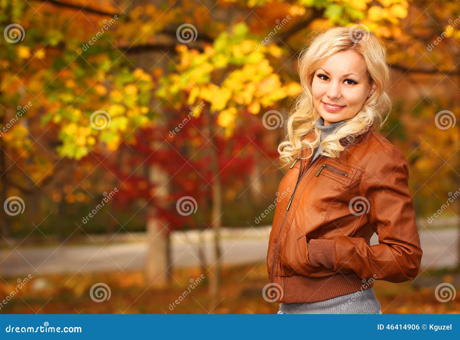 Autumn Woman. Fall. Blonde Girl with Leaves Stock Photo - Image of ...