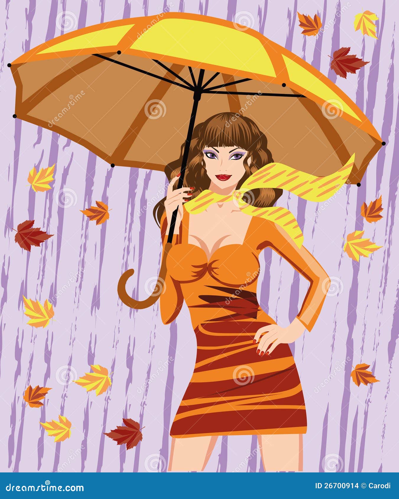 Autumn woman and umbrella stock vector. Illustration of autumnal - 26700914