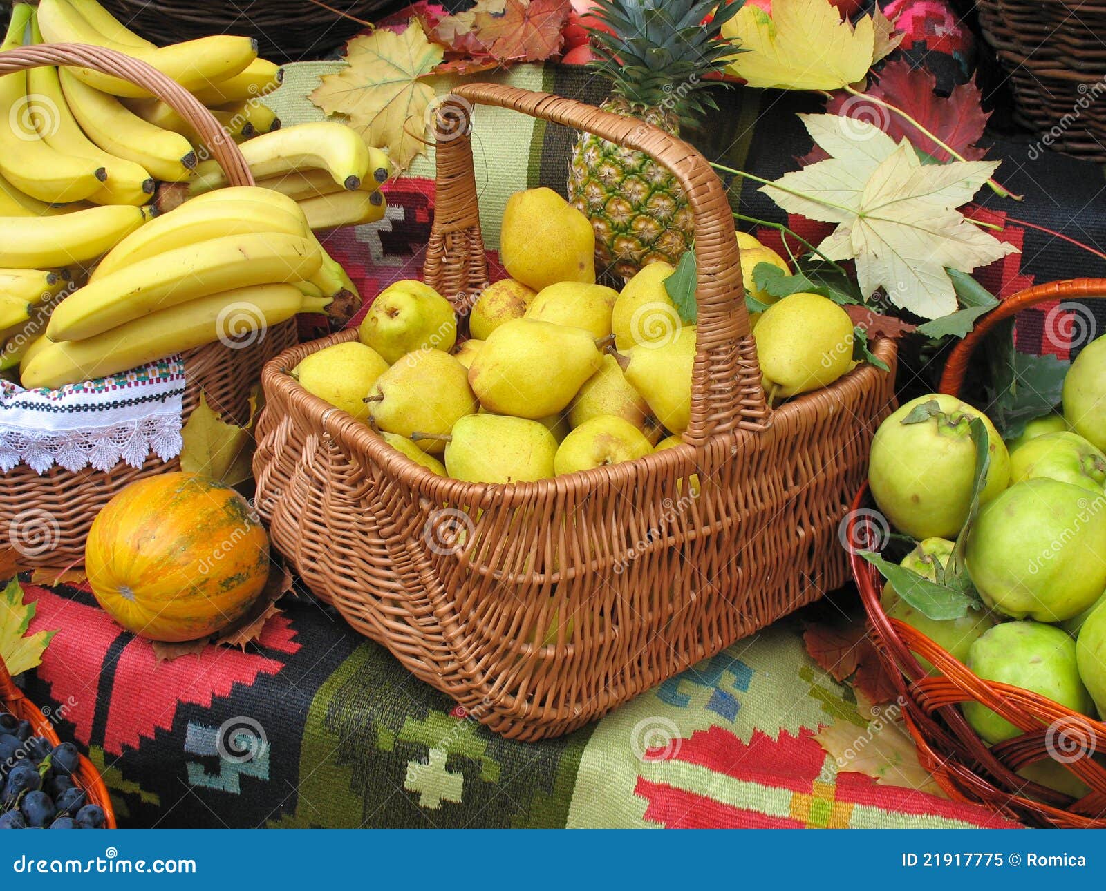 Autumnal Harvest Fruit in Basket Stock Image Image of group, fresh
