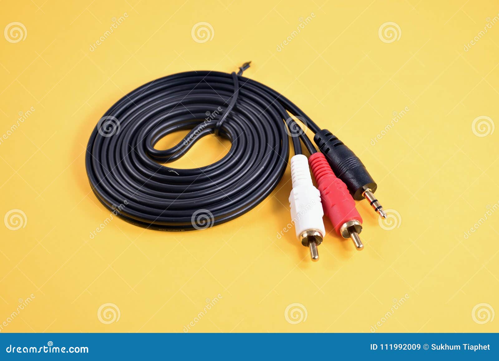 Av cable and jack audio stock image. Image of yellow 111992009