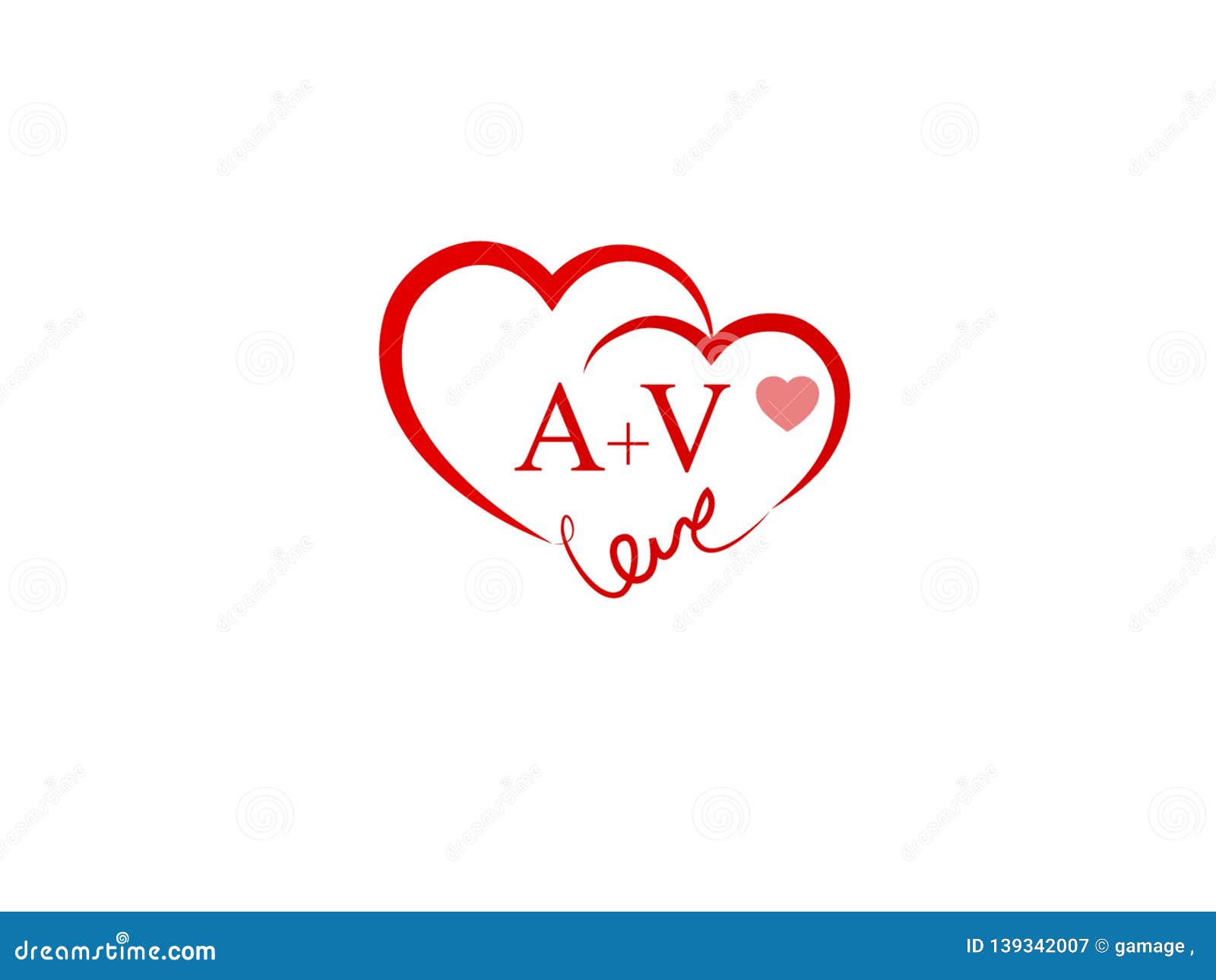 AV Initial Heart Shape Red Stock Vector - Illustration of invitation, valentine:
