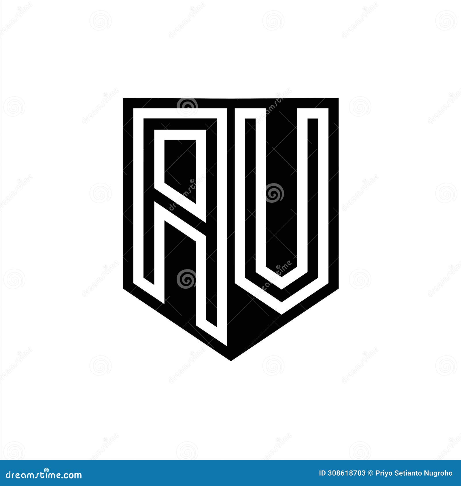 av logo monogram shield geometric white line inside black shield color 