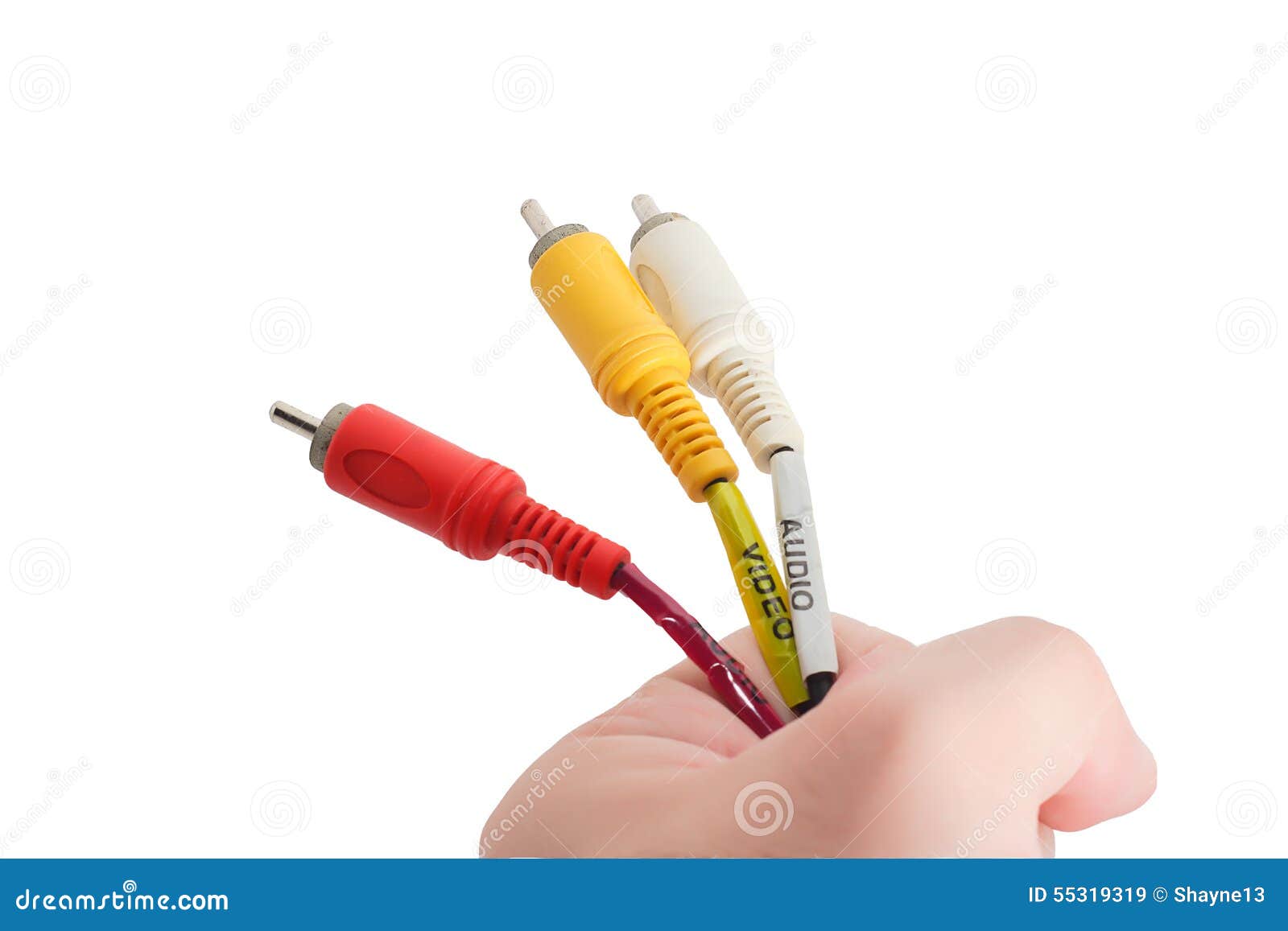 Av wire cable in hand stock image. Image of isolated 55319319