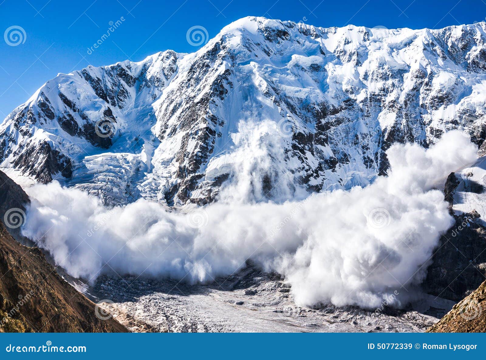 power of nature. avalanche in the caucasus