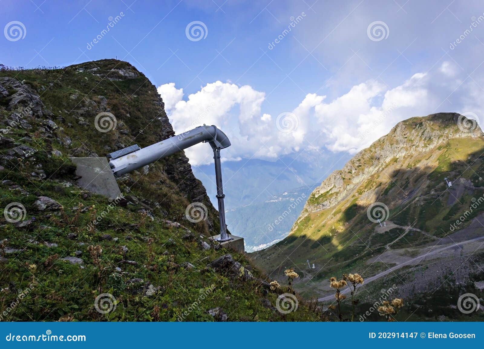 avalanche exploder in the caucasus mountains, aibga ridge, avalanche control system